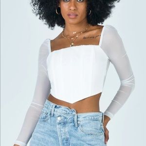 Princess Polly Beverly long sleeve top white